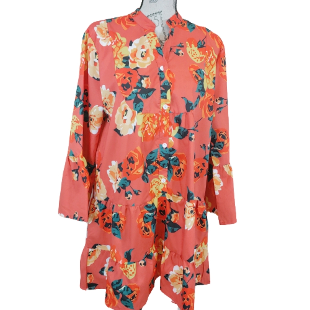 Vintage 80's Floral Housedress Coverup Tent Dress